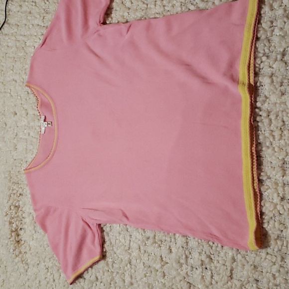 Vintage Escada women's pink and yellow trim tshirt m - Picture 1 of 5